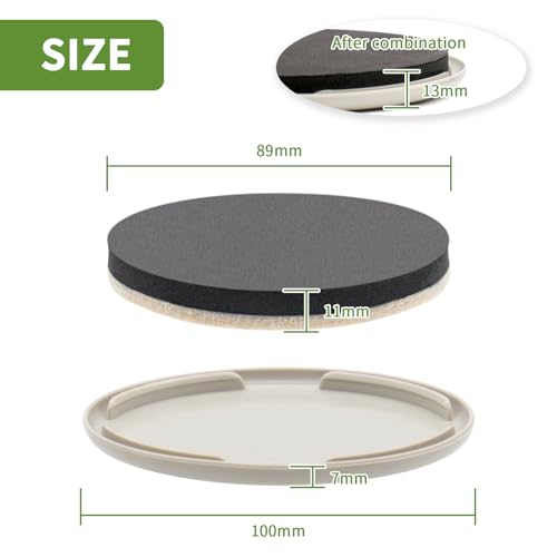 2 in 1 Furniture Sliders, 16 PCS in 3 1/2" or 4", Beige - size: 16 PCS 3 1/2 inch Beige