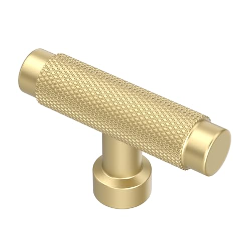 Alzassbg Brushed Gold Knurled Cabinet Knobs 10 Pack, AL6017MGP - color: Brushed Gold, size: 2.1" Diameter