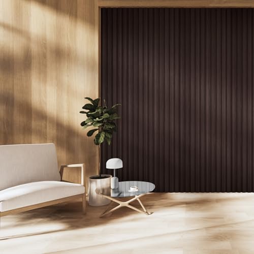 OUZUGIE WPC Acoustic Slat Wall Paneling, 8-Pack 96 x 6 Inches - color: Walnut, size: (High)96“ x 6"