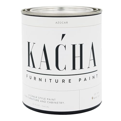 Kacha Furniture Paint | Off White Chalk Style Paint for Furniture, Cabinets, and Crafts | Quart - 32 oz | Azucar | Low VOC | Matte | (Topcoat Required) - color: Azúcar Off White, size: 32 Fl Oz (Pack of 1)