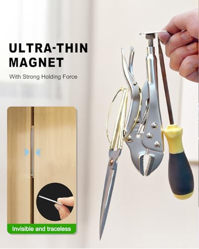 10Sets Extra Strong Magnetic Cabinet Door Catch, No-Drill Invisible Ultra Thin Magnets for Cabinet Door Closure, Drawer Magnets with Strong Adhesive to Stay Closed - size: 10 Sets - Silver