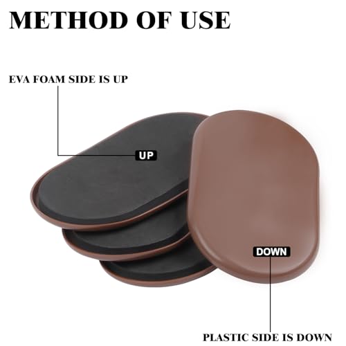 8 Pack Furniture Slider, 3-1/2" x 6" Oval Heavy-Duty Furniture Movers - color: Brown, size: 3-1/2" x 6"(For Carpet)
