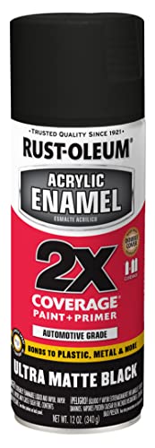 Rust-Oleum Acrylic Enamel 2X Spray Paint, Ultra Matte Black - color: Ultra Matte Black, size: 12 Ounce (Pack of 1)