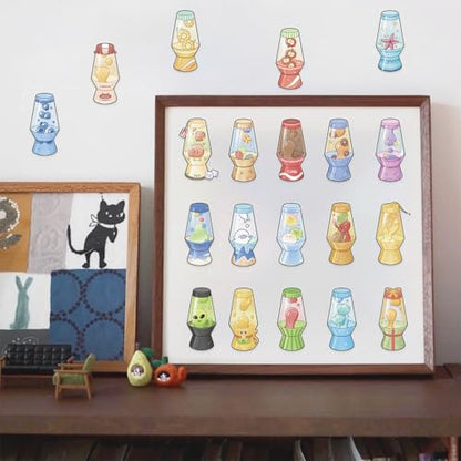 50pcs Lava lamp Stickers for Laptop Water Bottles, Transparent PET Waterproof Adhesive Lava Light Decals for Kids Birthday Party Scrapbook Phone (Lava Light) - color: Lava Light