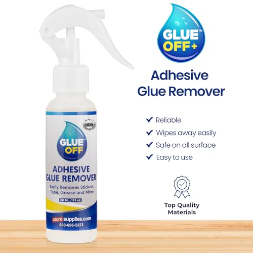 Perco Glue Off Adhesive Remover - New Stronger Formula! - 3.3 oz with Scraper & Plastic Razor | Glue Remover Spray Effortlessly Erase Adhesive Hassles & Car Stickers - for Label Sticker Residue - size: 3.3 Fl Oz (Pack of 1)