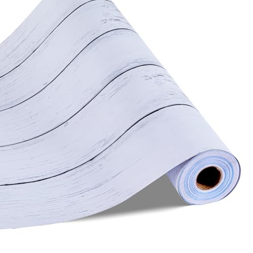 VEVOR Peel and Stick Wallpaper, 17.7 x 472.4 inch Contact Paper White Wood Textured Waterpoof Self Adhesive, Easy to Clean & Peel Wall Decorative Vinyl Roll for Bedroom Kitchen Bathroom Office Desk
