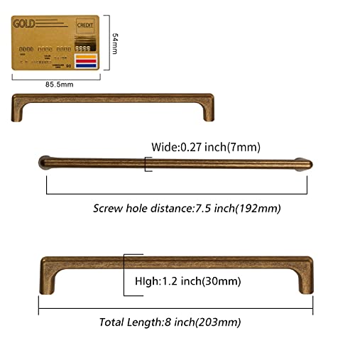 Amerdeco 10 Pack Antique Brass Cabinet Pulls 7.5" - color: Antique Brass, size: 7.5" hole center