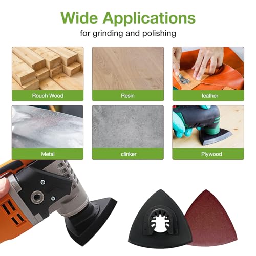 Oscillating Tool Sanding Pad kit 58pcs, 3-Piece 3-1/8 in Triangle Sanding Pad with 55pcs Sandpaper for Surface Sanding,Mechanical Maintenance Cleaning, polishing, deburring - style: 58PCS SANDING PADS KITS