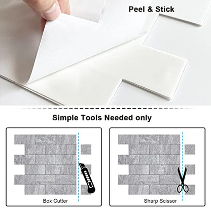 BeNice Marble Peel Stick Backsplash Tile Kitchen Travertine Gray 10pcs - color: Travertine Gray, size: 10sheets