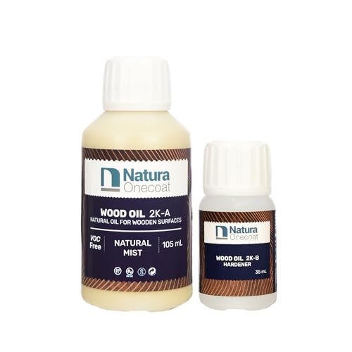 Wood Stain Oil - 75 ft² - 140 ml, Natural Mist – Wood Finish for Interior Furniture & Floor - Linseed Wood Oil - Fast-Drying - Environmentally Friendly - Extra Durable Hard Wax Oil - color: Natural Mist, size: 140 mL