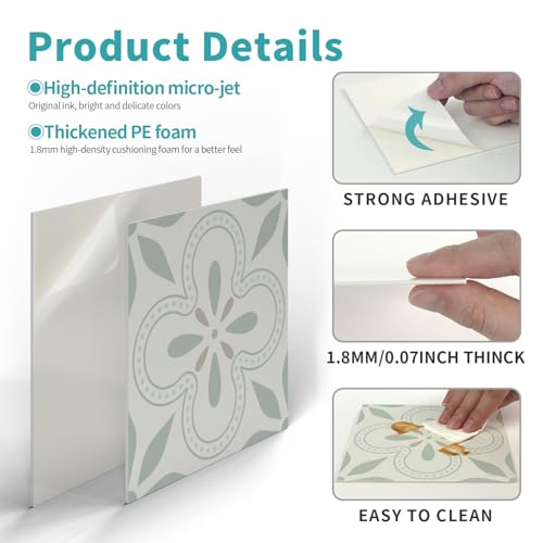 VICCI 12Pcs Tile Sticker Peel and Stick Wall Tiles Decals, 5.9x5.9 inch - color: Art-231, size: 5.9x5.9IN*12PCS