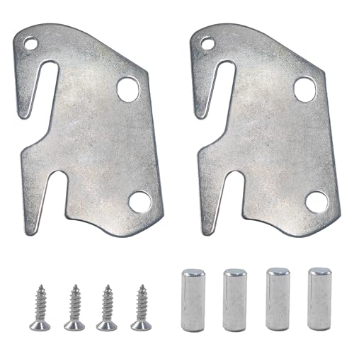 2PCS Heavy Duty Wood Bed Rail Hook Plates, Universal Metal Brackets for Headboard Footboard Connection, Bed Frame Replacement Parts with Pins for Wooden Furniture Assembly - size: 2 Pieces