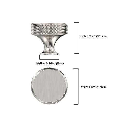 Asidrama 30 Pack Brushed Satin Nickel Kitchen Cabinet Knobs Knurled Dresser Knob Drawer Knobs Cabinet Hardware Aluminum Knob for Dresser Drawers - color: Brushed Satin Nickel, style: 30 Pack