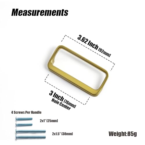 Goo-Ki Brushed Gold Cabinet pulls with 3''(76mm) Hole Center,Modern Zinc Alloy Finger Pulls for Drawer,Wardrobe,Cupboard,6 Pack - color: Brushed Gold, size: 3'' HOLE CENTERS