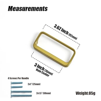 Goo-Ki Brushed Gold Cabinet pulls with 3''(76mm) Hole Center,Modern Zinc Alloy Finger Pulls for Drawer,Wardrobe,Cupboard,6 Pack - color: Brushed Gold, size: 3'' HOLE CENTERS