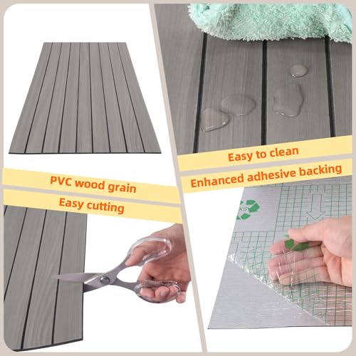Peel and Stick Wood Slat Wall Panels, Grayish Brown, 236 x 15.7 in - color: Grayish Brown, size: 15.7" x 236"