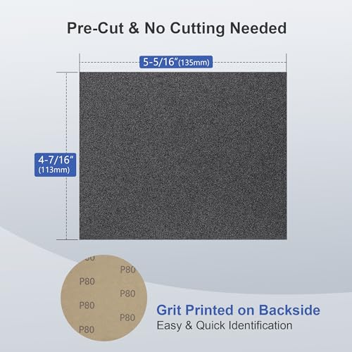 SCOTTCHEN Sandpaper 48 Pcs, 113 * 135MM Silicon Carbide Wet Dry Sanding Sheets, 80/120/180/240/320/400 Grit, for Wood Metal Furniture Refinishing Rust Removal - style: Sandpaper for Hand Sanding Blocks