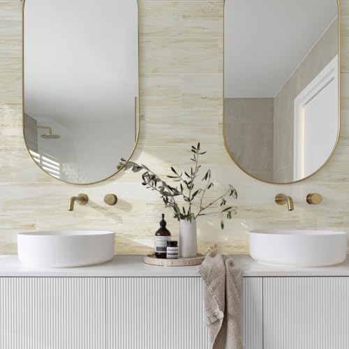 Vamos Tile Peel & Stick Backsplash on Subway Tile,22-Pack 6''x12'',Glossy - color: Eurasian Wood Grain with White Grout