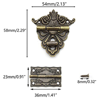 SDTC Tech Retro Bronze Alloy Latch Lock and Engraved Painten Hinge - color: A2E4 Kit