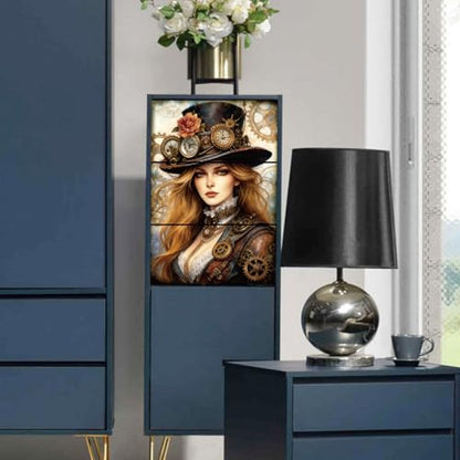 Peacoblue Steampunk Girl Rub On Transfers for Furniture Craft 6"x12" - style: Steampunk Girl