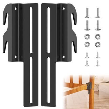 2Pcs 711 Bolt-On to Hook-On Bed Frame Conversion Brackets, Bed Frame Hooks, Universal Headboard Brackets, Widened Hole Slot, Height Adjustable, Black - color: 2Pcs Bed Frame Hooks