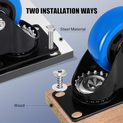 Casters Wheel 3 Inch Set of 4, 1200 Lbs Heavy Duty Casters, Safety Dual Locking Industrial Swivel Top Plate Casters Wheels for Furniture and Workbench Cart(2 Spanners and Free Screws) - size: 3inch