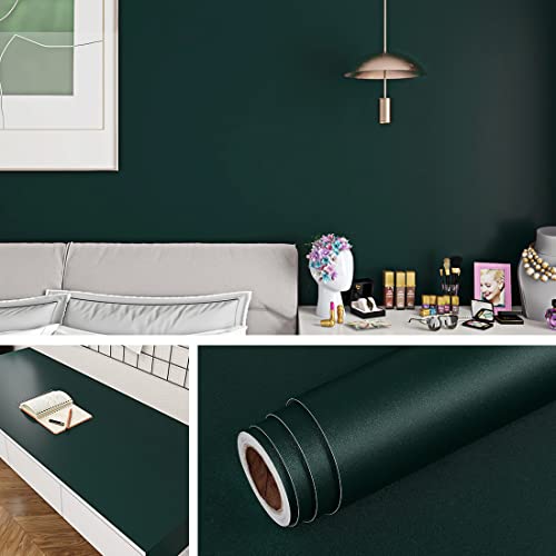 Livelynine Dark Green Wallpaper Stick and Peel Matte Emerald Green Contact Paper for Cabinets Walls Desk Waterproof Removable Self Adhesive Vinyl Wall Paper for Bathroom Bedroom Renters 15.8X78.8 - color: Dark Green, size: 15.8" x 78.8"