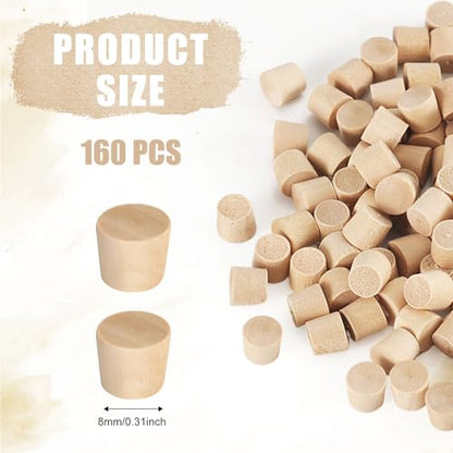 NQEUEPN 160pcs Flat Head Wood Plugs, 5/16 Inch Multifunctional Wood Screw Hole Plugs Wooden Screw Plugs Wood Caps for Screw Holes Wood Screw Covers Plugs for Furniture Repairing, Brown - size: 5/16 Inch