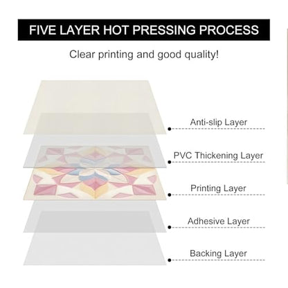 HOMETITUTE Pink Geometric Floral Peel Stick Vinyl Floor Tile 12x12 Inch - style: Pastel Floral Look