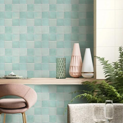 Commomy Matte 3D Peel and Stick Tile 10 Pcs 11.8"x11.8",Light Teal Green - color: Light Teal Green