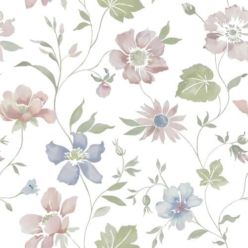 Heroad Floral Peel Stick Wallpaper Vintage Cottage Contact Paper Farmhouse - color: Colorful, size: 17.3" x 78.7"