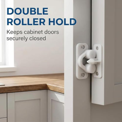 6Pcs White Marine Boat Ball Catch Door Cupboard Spring Back Plates Roller Latch Plastic Catches Cabinet Hardware