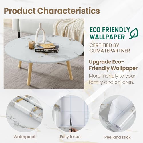 Marble Contact Paper Gold Peel and Stick Wallpaper for Kitchen Countertop - color: Gold/White, size: 11.8" x 78.7"