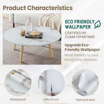 Marble Contact Paper Gold Peel and Stick Wallpaper for Kitchen Countertop - color: Gold/White, size: 11.8" x 78.7"
