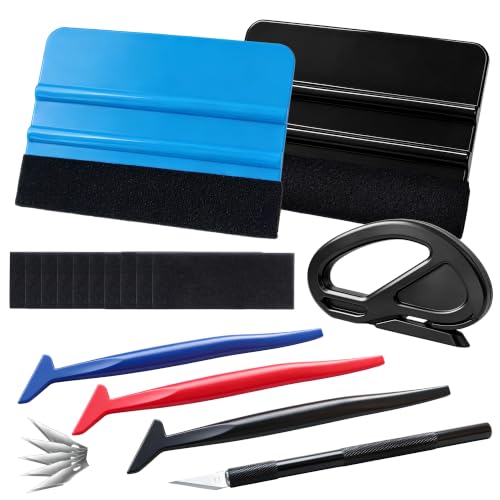 20 Pcs Window Tint Kit, Vinyl Wrap Tools, Include 2 Felt Squeegee and 8 Felt Replacements, Craft Knife and Blades, Vinyl Cutter, 3 Micro Squeegee for Car Wrap Tools Window Tint Tools