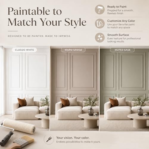 Pangda 3 Set Peel and Stick Wall Molding Kit Panel, 23x79.3in+48x79.3in - size: 23x79.3in+48x79.3in