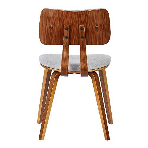 Armen Living Jaguar Mid-Century Dining Chair in Walnut Wood and Gray Fabric - Set of 6 - color: Gray/Walnut, size: Set of 6