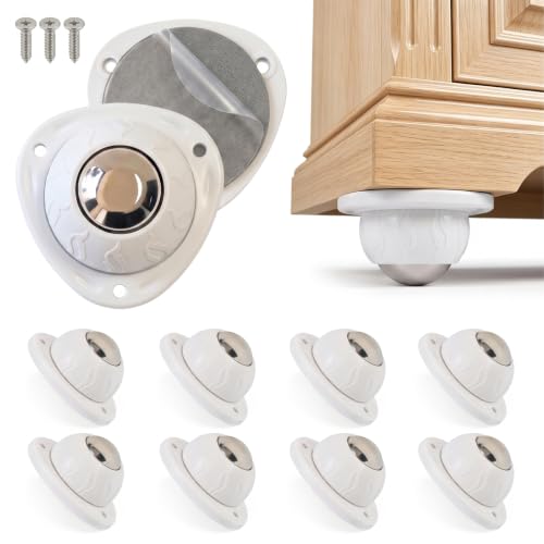 Heavy Duty Self Adhesive Furniture Casters 8 Pack Stick-On Swivel Wheels - color: White-8