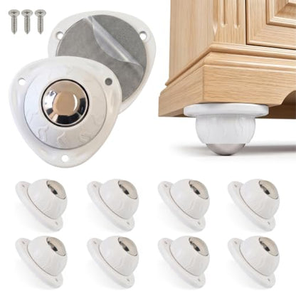 Heavy Duty Self Adhesive Furniture Casters 8 Pack Stick-On Swivel Wheels - color: White-8