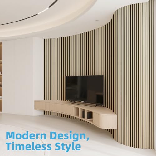 Art3d Roll-Flat Acoustic Wood Slat Wall Panel, 95.3 x 23.8 in, 2-Pack, Oak - color: Oak, size: 2-Pack - 95.3 x 23.8 Inch