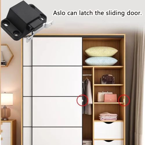 Self-Closing Push to Open Door Latch Cabinet Hardware CBRIVE 8 Pack Push Latches & Lock for Hidden Door Push Release Drawer Pull Tip on Closet Close Touch Locking Strong Pop Out, Black - size: 8 Pack