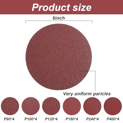 Blulu 44 Pieces 4 x 36 in Sanding Belts and 6 in Self-Adhesive Discs Set