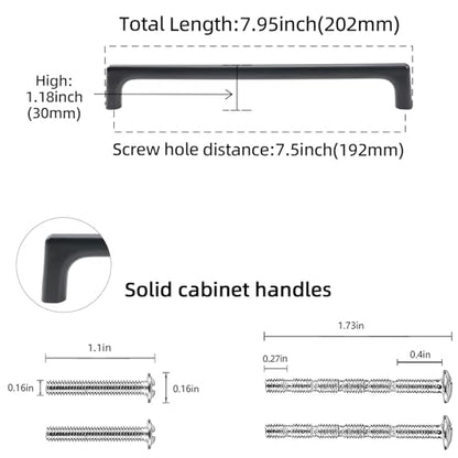 10 Pack 7.5 inch Matte Black Kitchen Cabinet Handles - color: Matte Black, size: 7-1/2 inch Hole Center