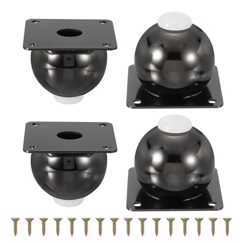 uxcell Legs for Furniture Set of 4, Heavy Duty Metal Sphere Furniture Feet with Rubber Pads for Dresser, Sofa, Tables, Bed and Cabinet(2.36", Gun Black) - color: Gun Black, size: 2.36"