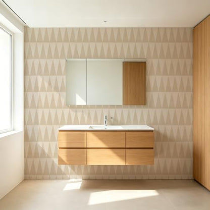 Chunlei Peel and Stick Wallpaper, Beige Geometric Triangle Pattern, Waterproof Vinyl, 118in x 17.7in, Removable Reusable, Eco-Friendly, for Bedroom Living Room Rental Apartment - color: Beige01, size: 17.7" x 118.1"