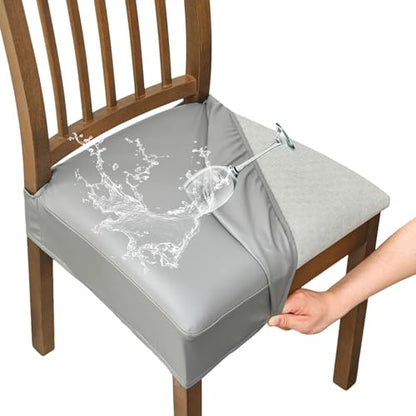 FUANGUI Dining Chair Covers Set of 2, Kitchen Chair Seat Covers - color: Pu-grey