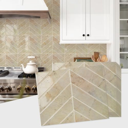 STICKGOO Herringbone Peel and Stick Backsplash, Galala Beige, 10 Sheets - color: Galala Beige, size: Pack of 10