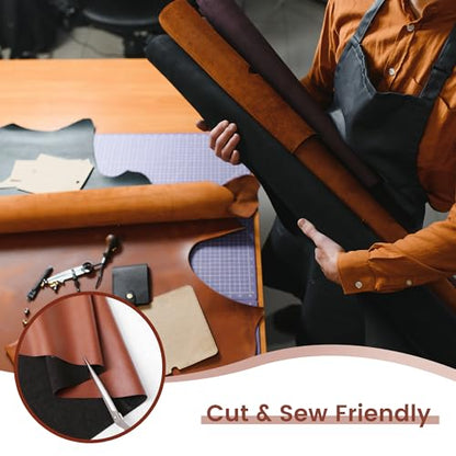KUUP Smooth PU Faux Leather Fabric Sheets, 54" x 12", 0.8mm Thick - color: Brown, size: 12 IN