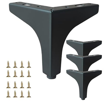 4 inch Matte Black Metal Furniture Legs,Set of 4,1.4mm Thick - color: Black, size: 4 inch (1.4 thick)