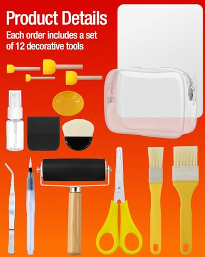 XYCCRX 12PCS Essential Decoupage Tool Set Silicone Table Mat,for DIY Arts and Crafts Projects Decoupage Kits for Adults for Paper, Fabric and Napkin Crafts